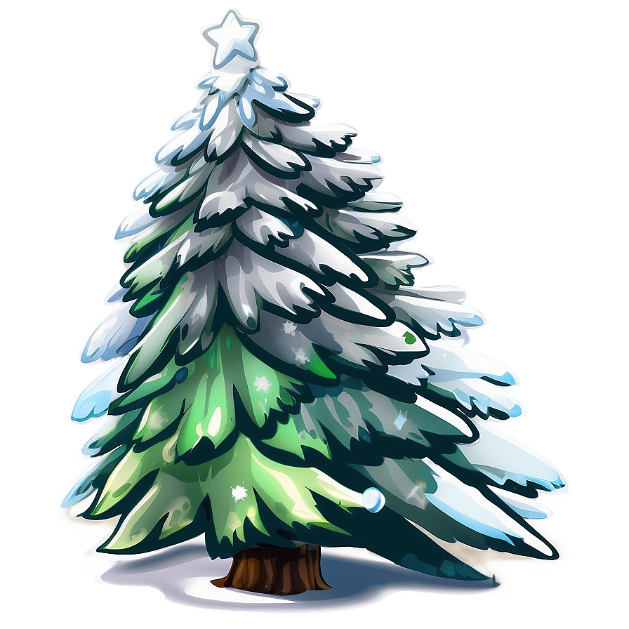 Snowy Cartoon Christmas Tree Png 16 PNG