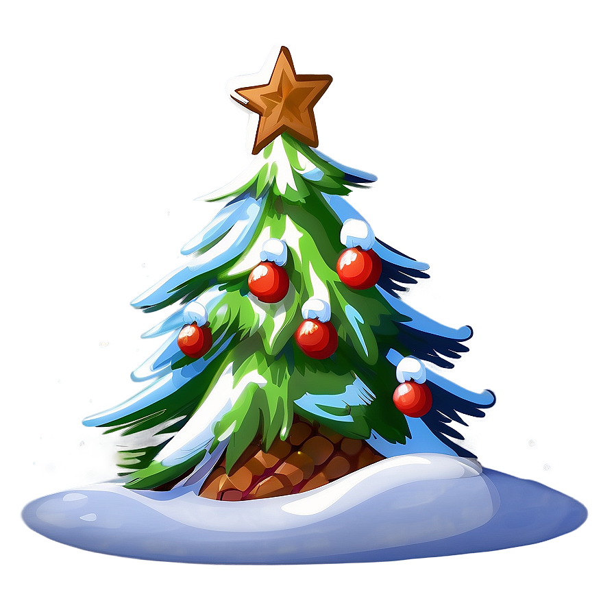 Snowy Cartoon Christmas Tree Png Iap PNG