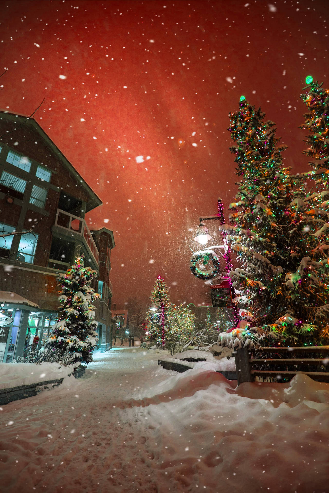Snowy Christmas Sky Wallpaper