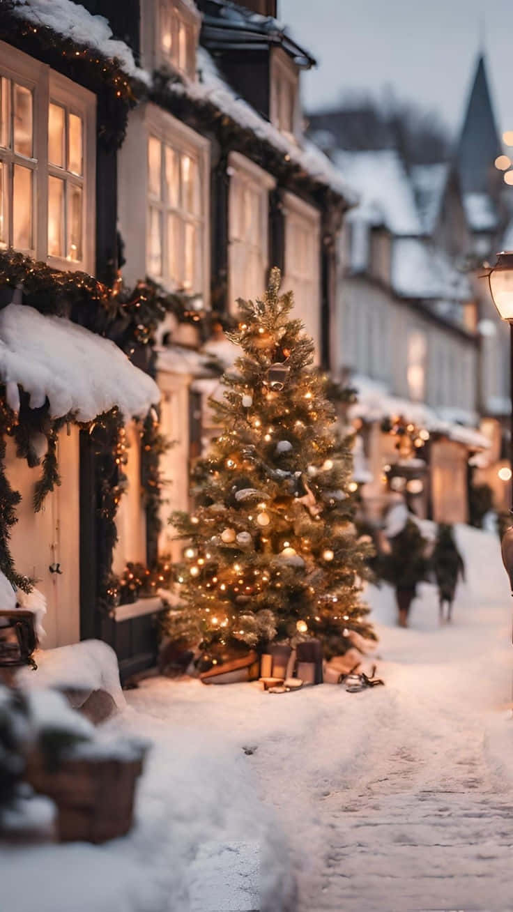 Snowy_ Christmas_ Eve_in_ Historic_ Town Wallpaper