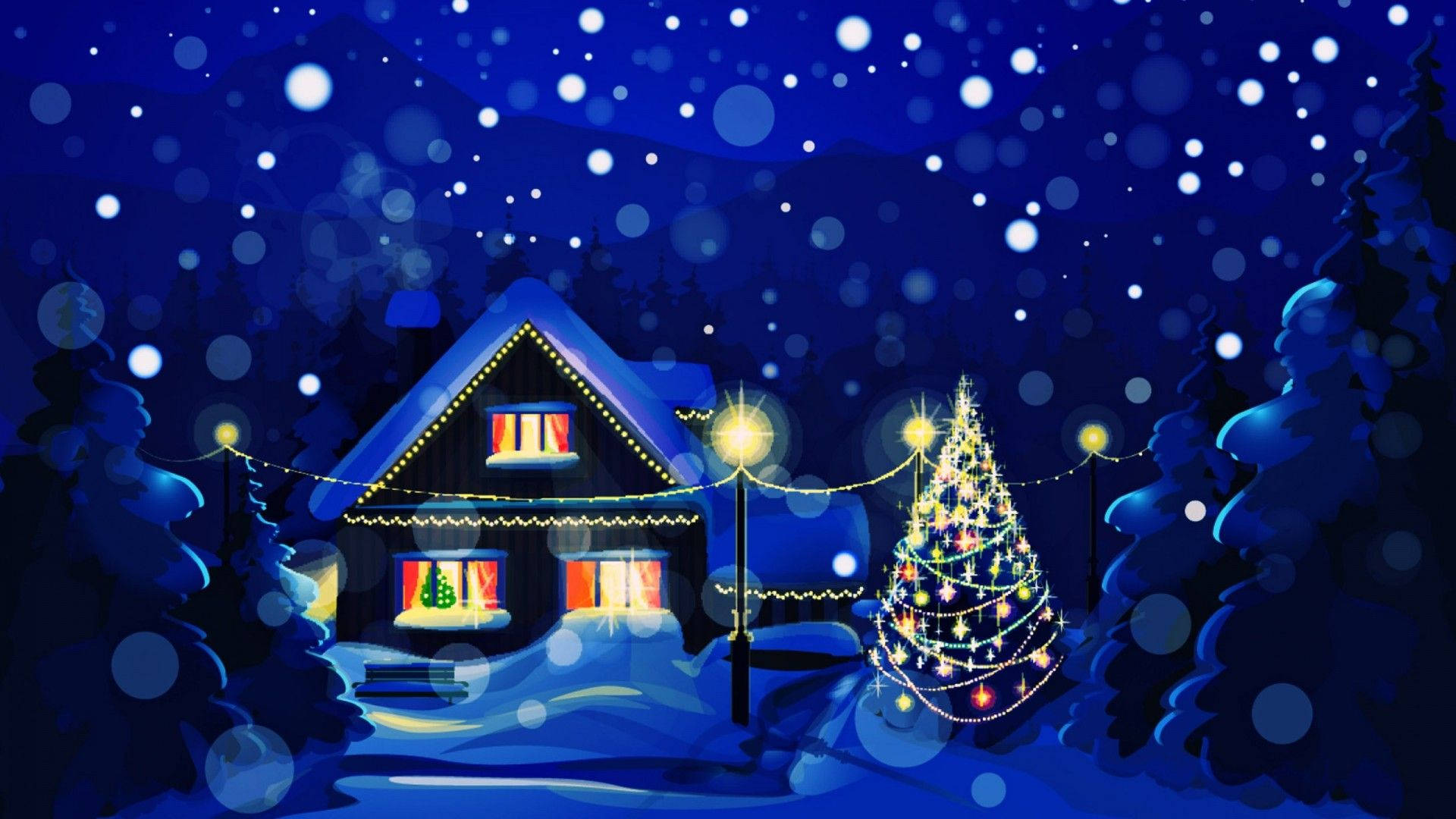 Snowy Christmas Home Wallpaper