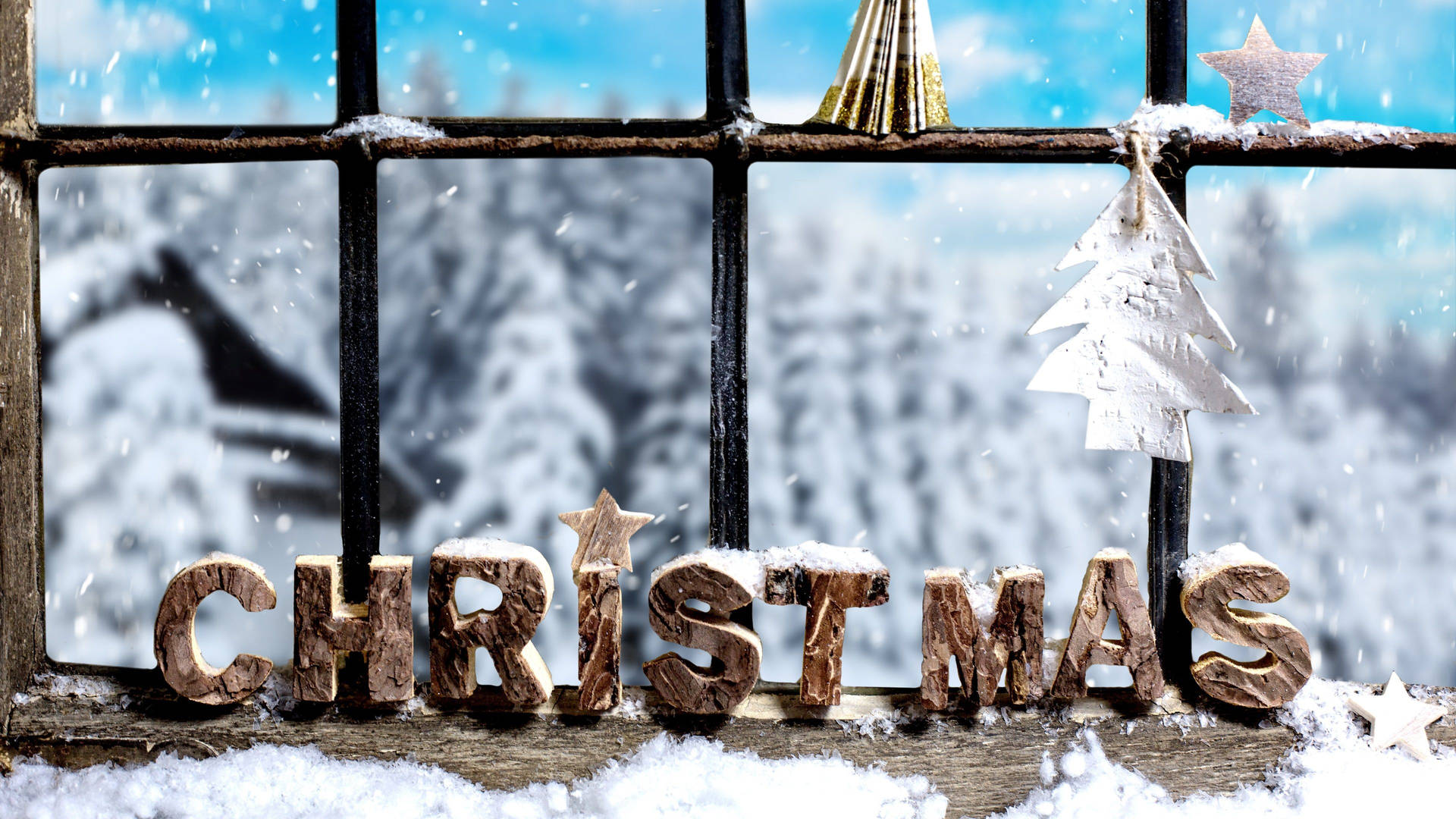 Snowy Christmas Letters Wallpaper