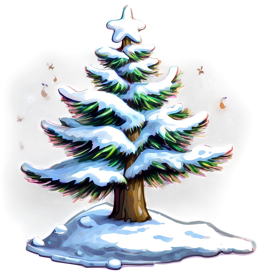 Snowy Christmas Tree Art Png Ceo PNG