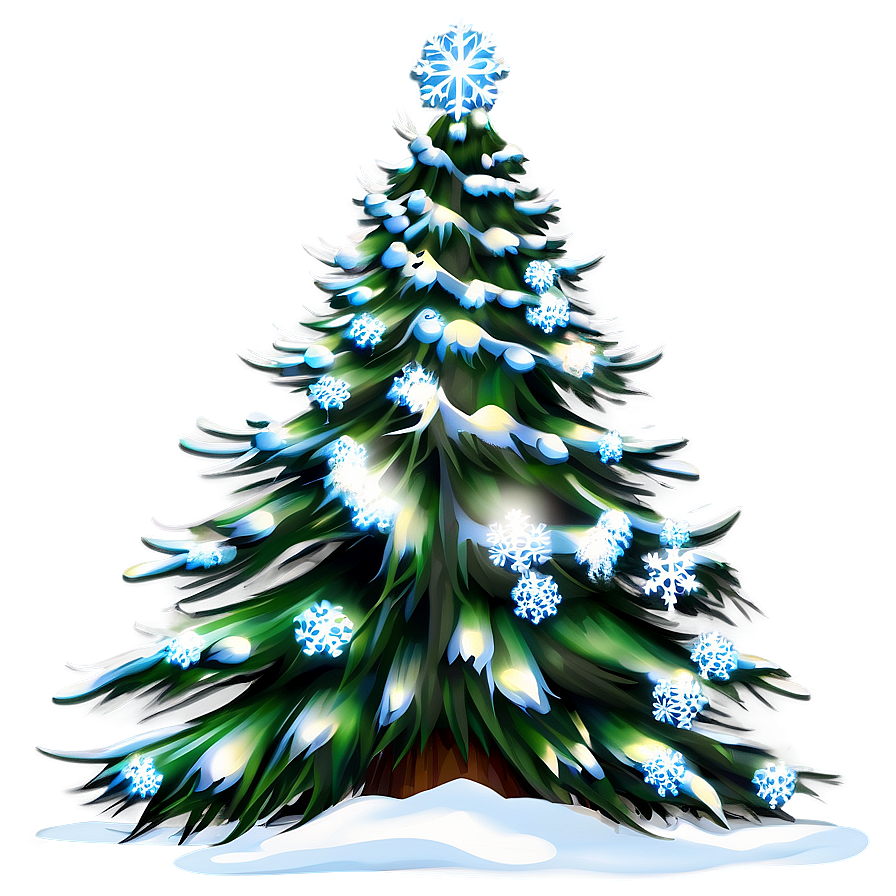 Snowy Christmas Tree Design Png Val PNG