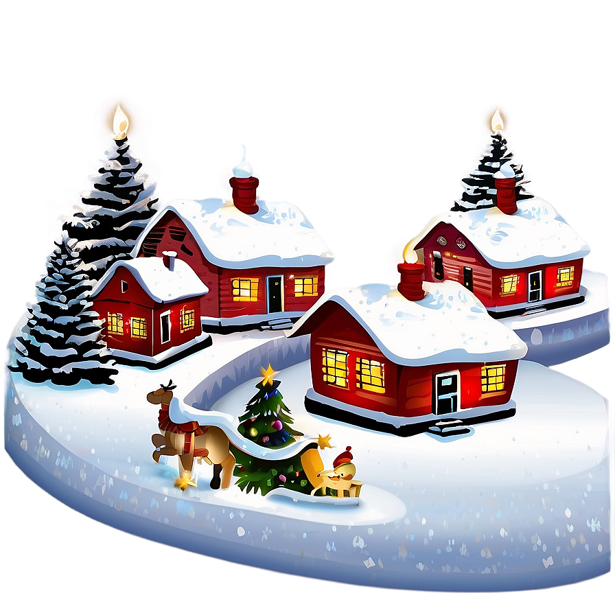 Snowy Christmas Village Png 05032024 PNG