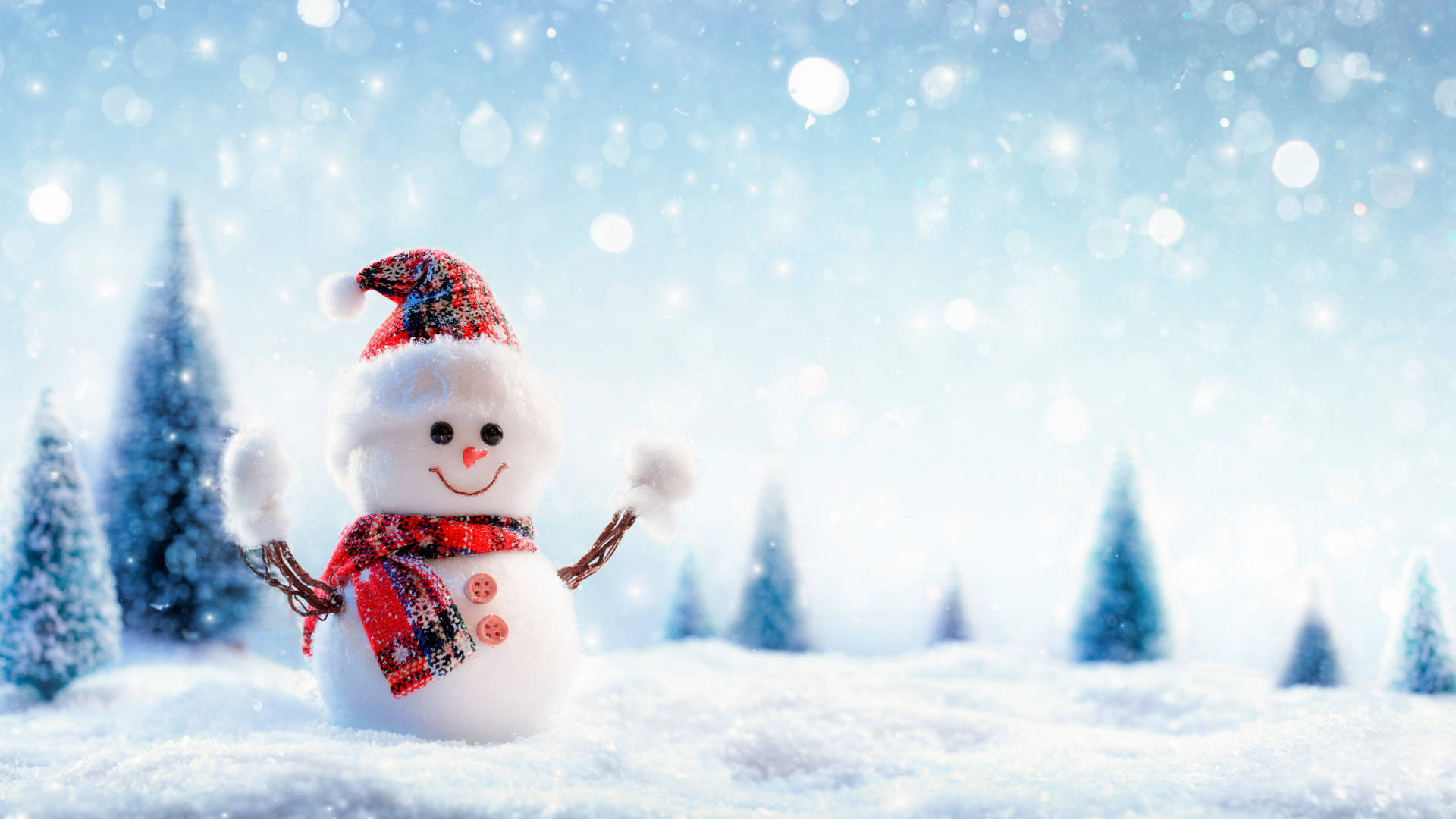 Snowy Christmas Snowman Wallpaper