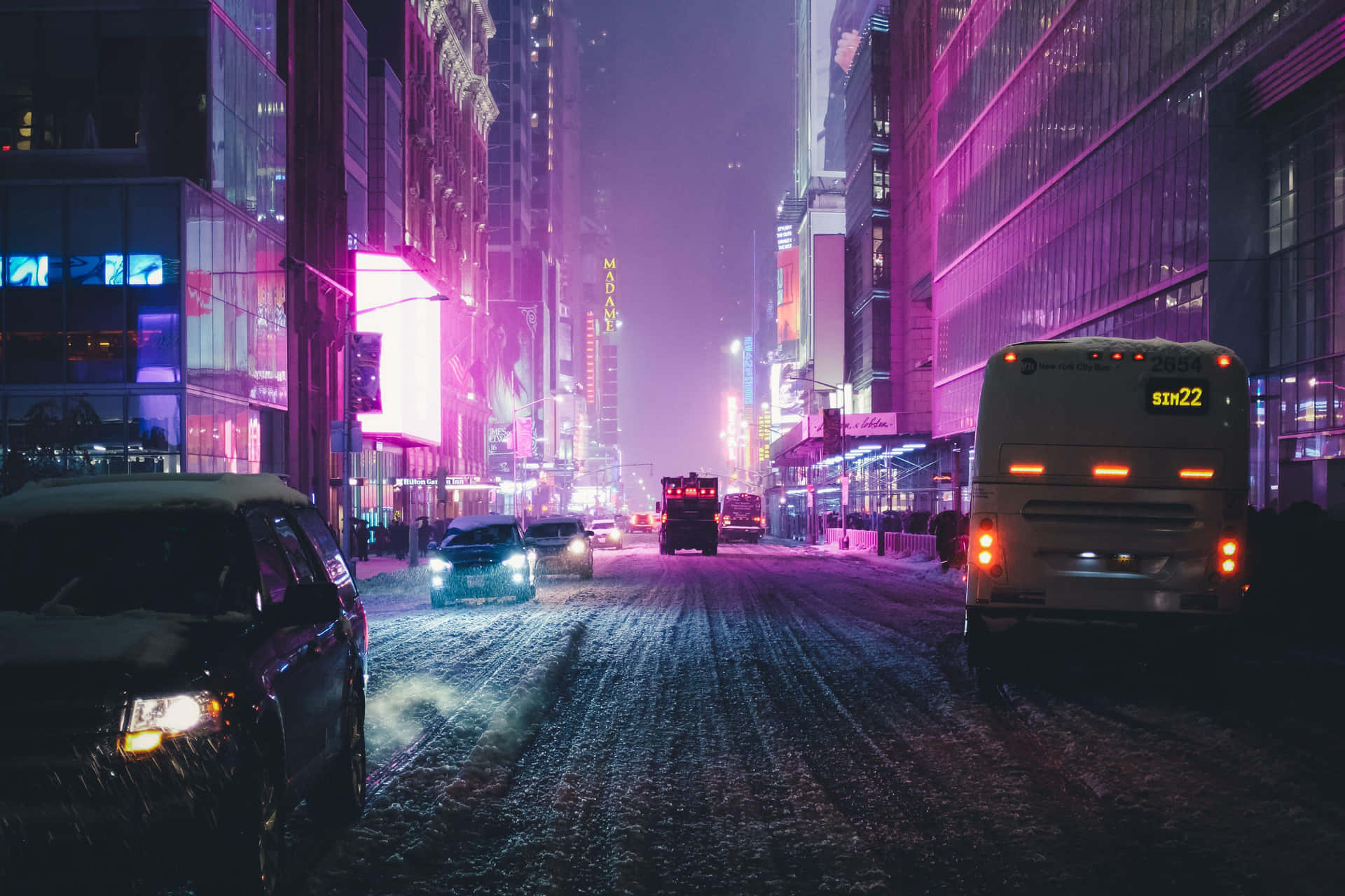 Snowy_ City_ Night_ Lights_ Street_ Scene.jpg Wallpaper
