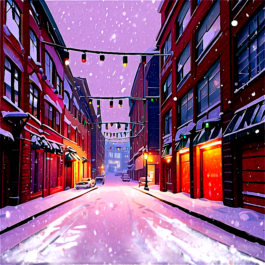 Snowy City Street Winter Png Xiu70 PNG