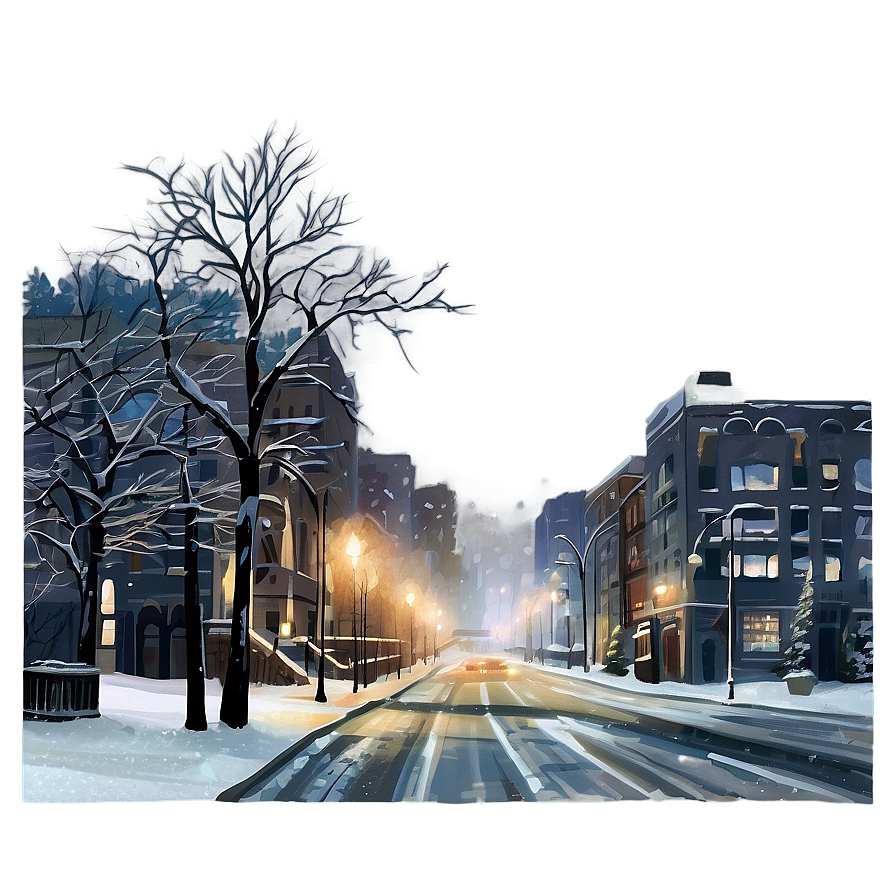 Snowy City Streets Night Png Kvr PNG