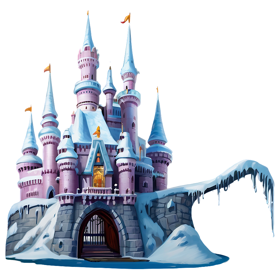 Snowy Disney Castle Winter Png Haq8 PNG