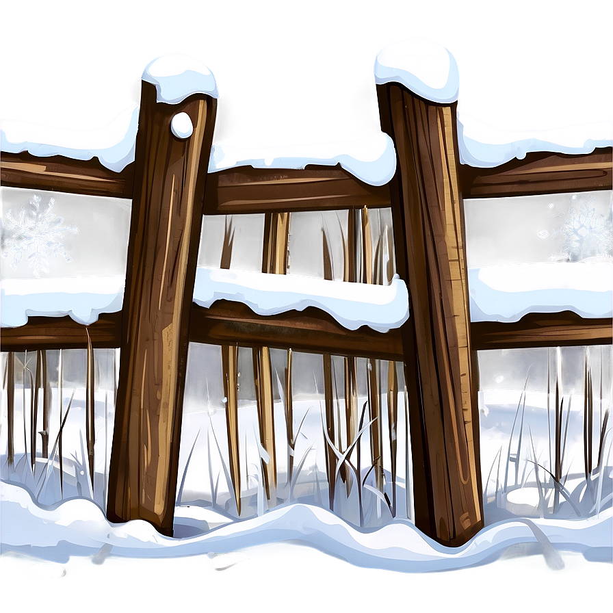 Snowy Fence Transparent Png 05252024 PNG