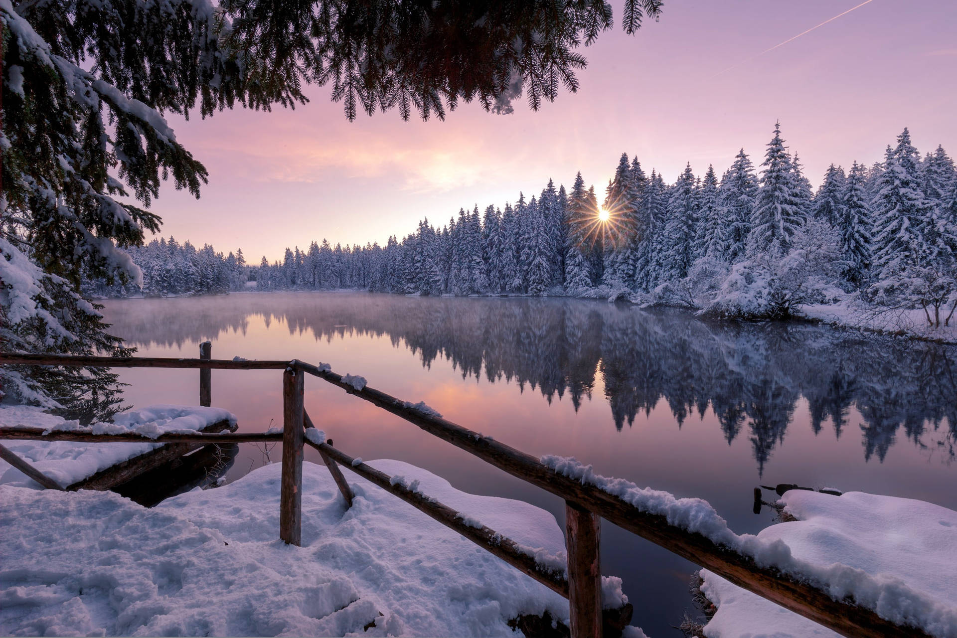 Snowy Forest Lake