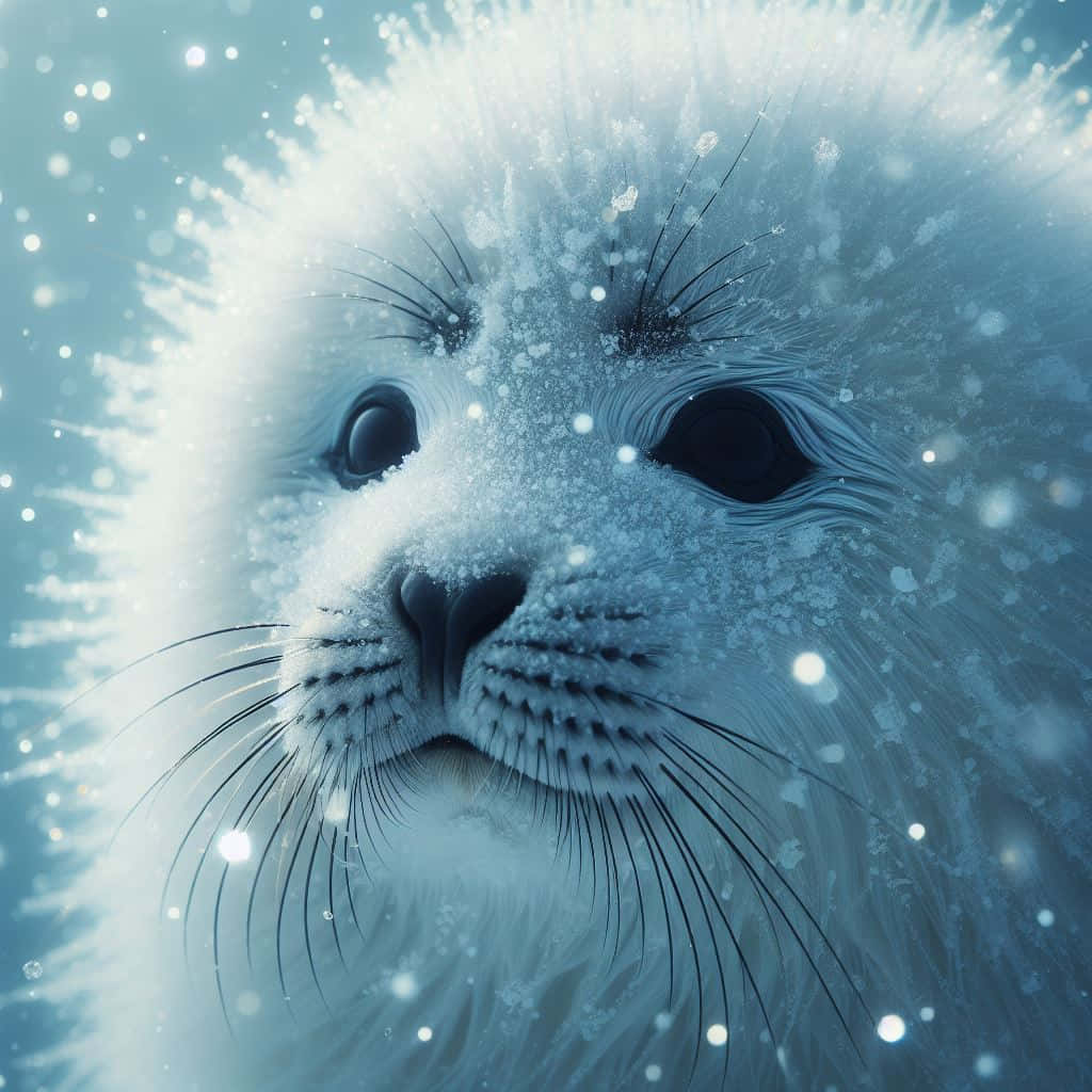 Snowy Harp Seal Pup Portrait Wallpaper
