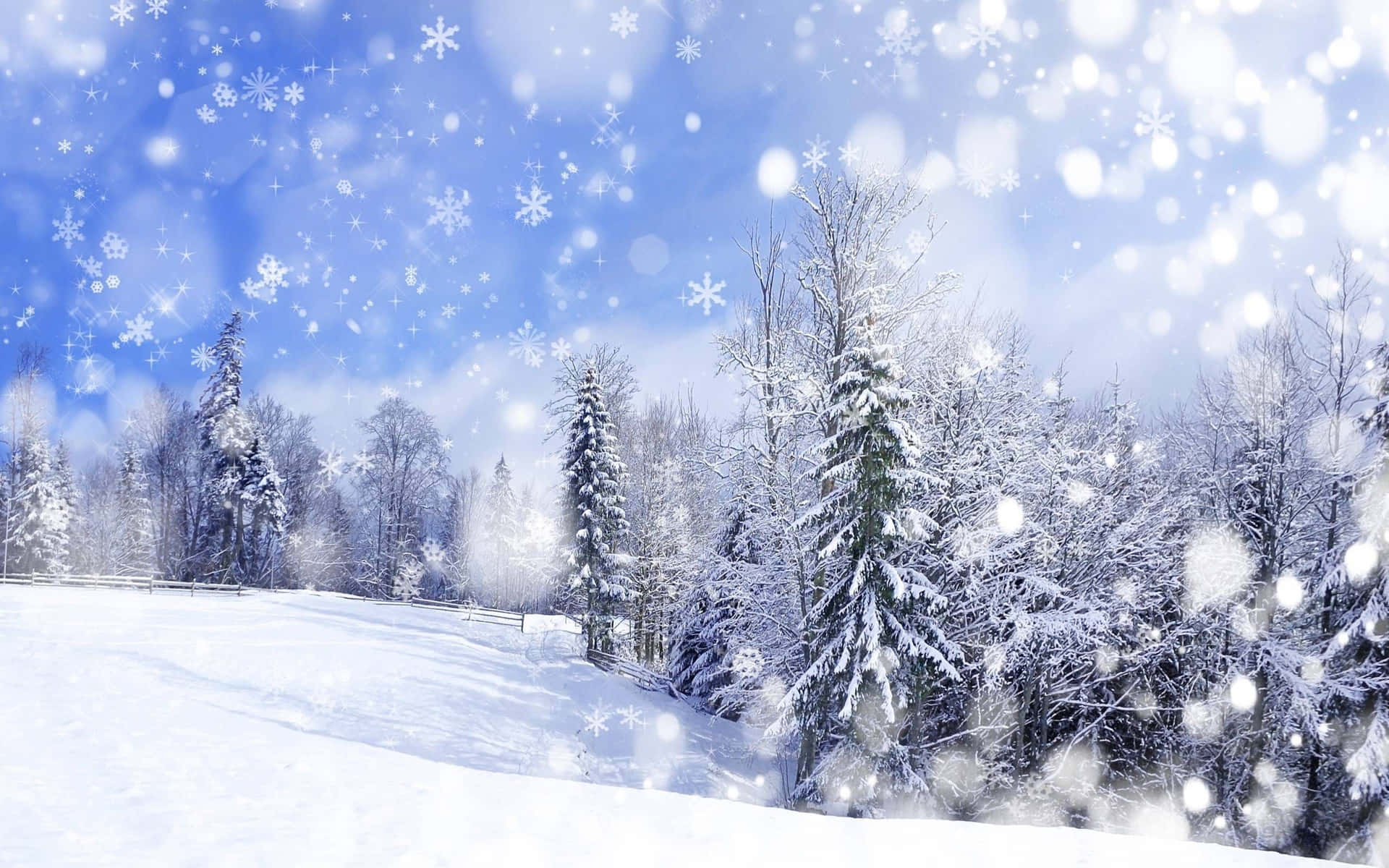 Breathtaking Snowy Landscape in Winter Wonderland Wallpaper