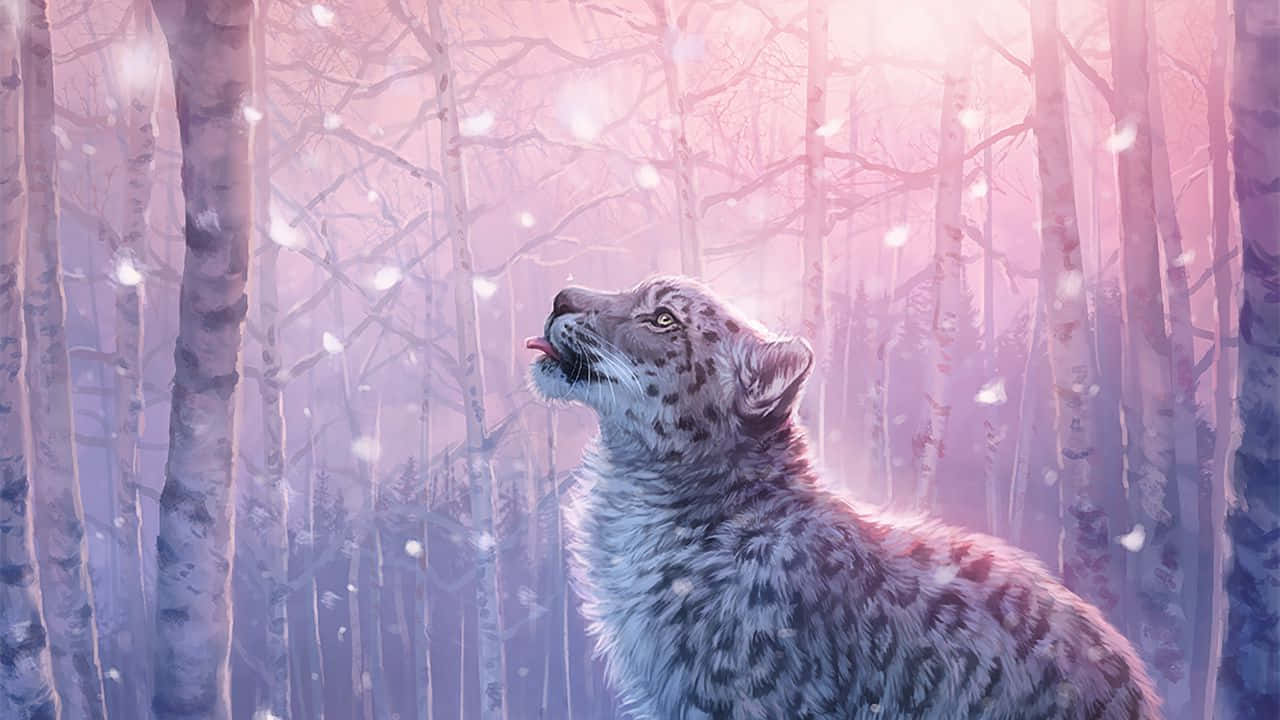 Snowy Leopard Forest Gaze.jpg Wallpaper