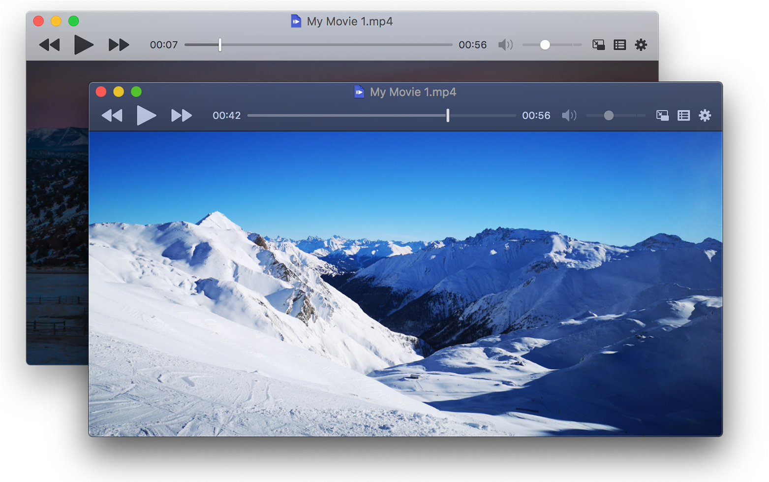 Snowy Mountain Peaks Video Player PNG