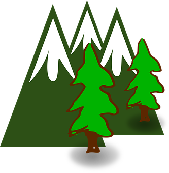 Snowy_ Mountain_ Peaks_with_ Pine_ Trees_ Vector PNG