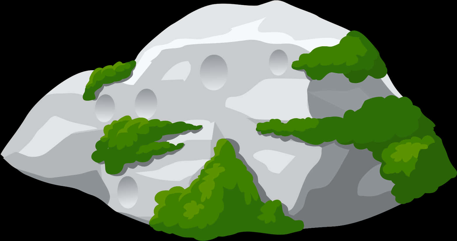 Snowy Mountain Rock Vector Illustration PNG