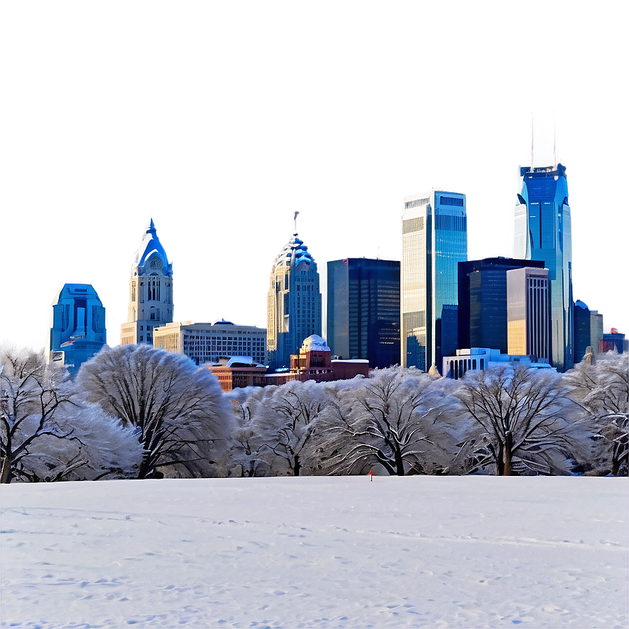 Snowy Philadelphia Skyline Winter Scene Png 3 PNG