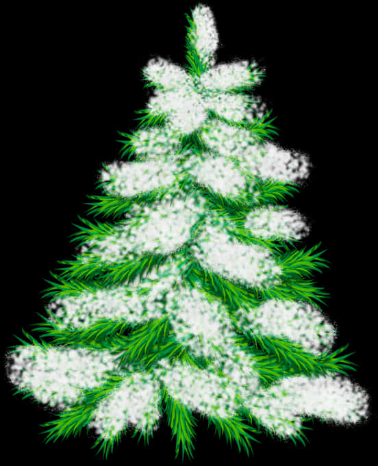 Snowy Pine Branches Artistic Representation PNG