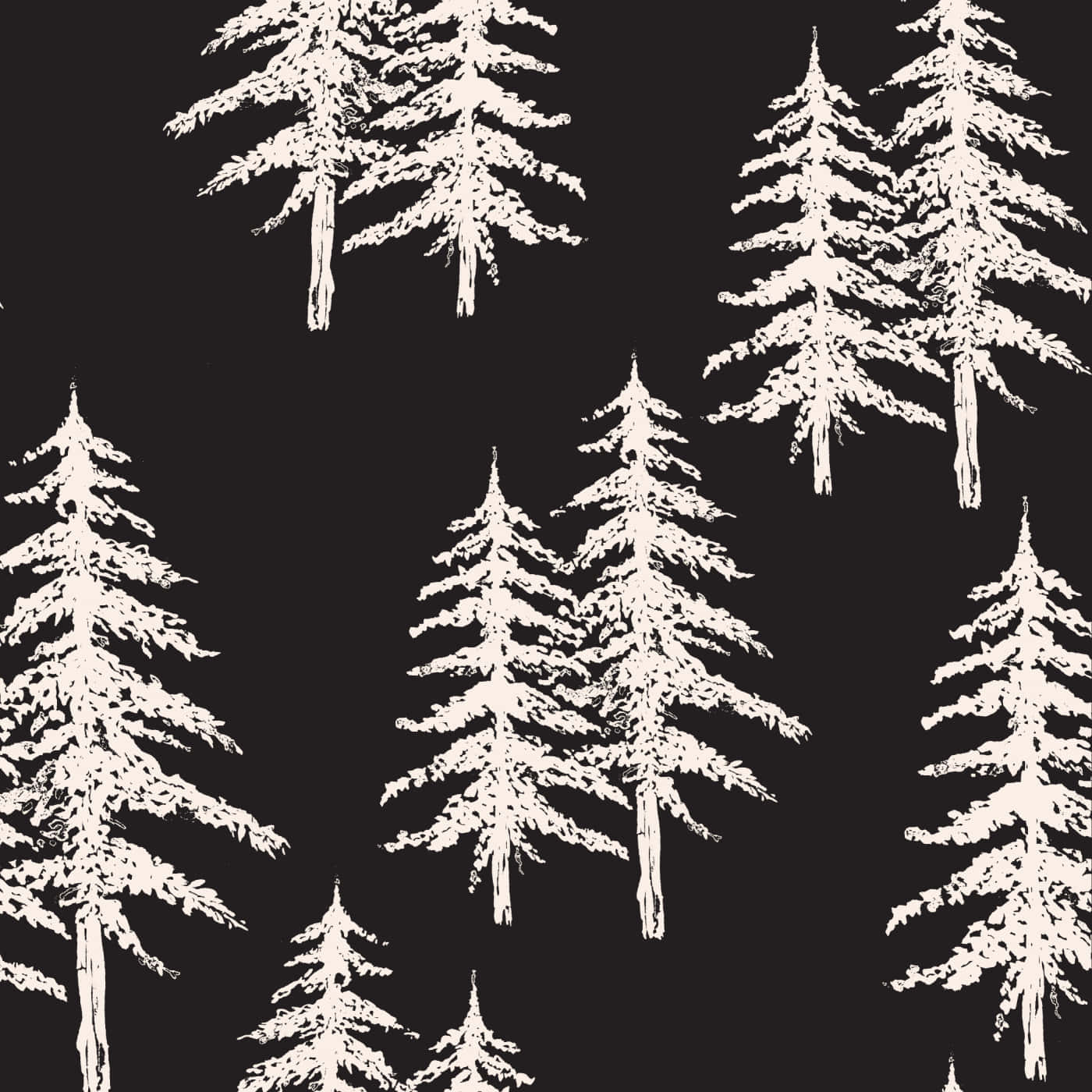 Snowy Pine Trees Pattern Wallpaper