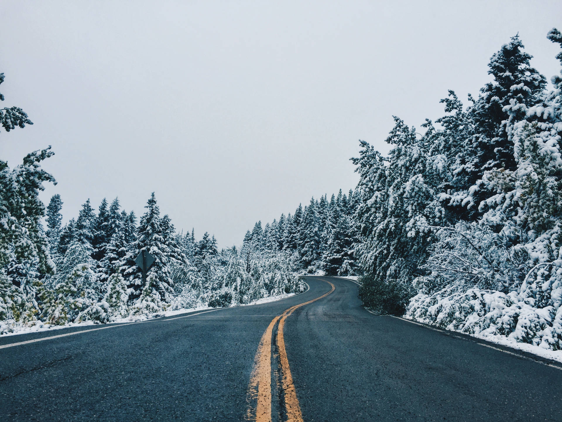 Snowy Road In Montana Iphone Wallpaper