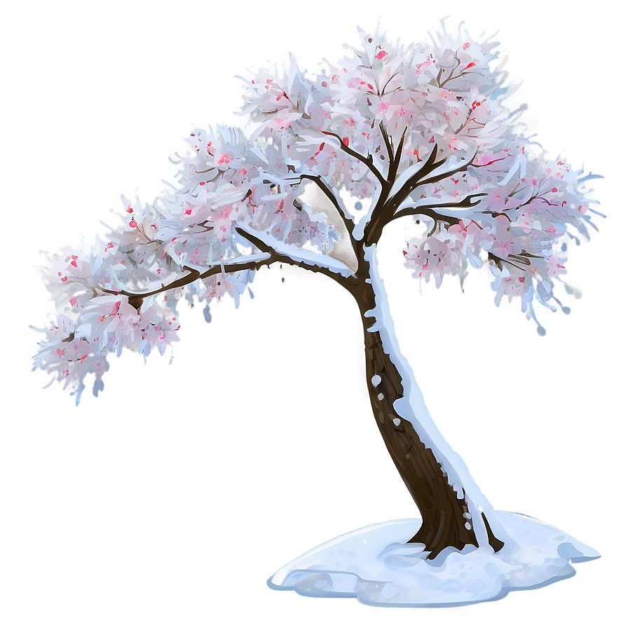 Snowy Sakura Tree In Winter Png Ppe55 PNG