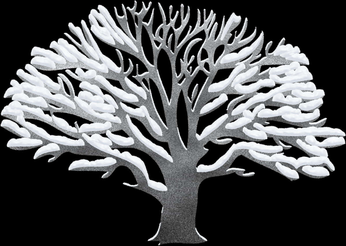 Snowy Tree Silhouette Artwork PNG