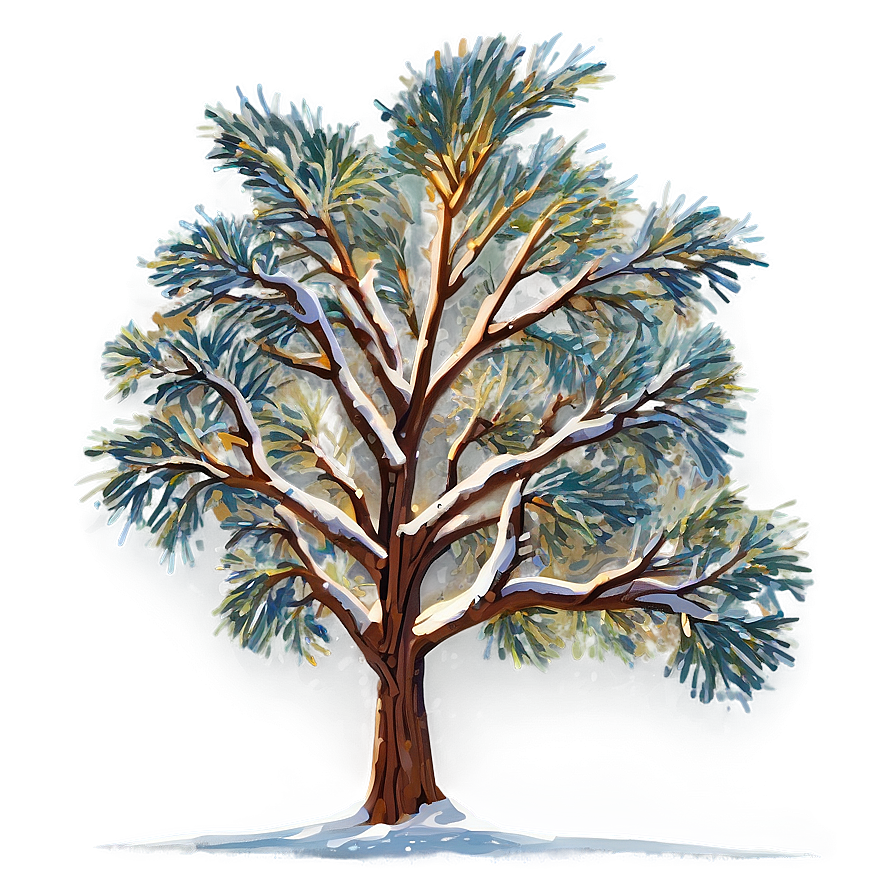 Snowy Tree Sunset Png Dsr PNG
