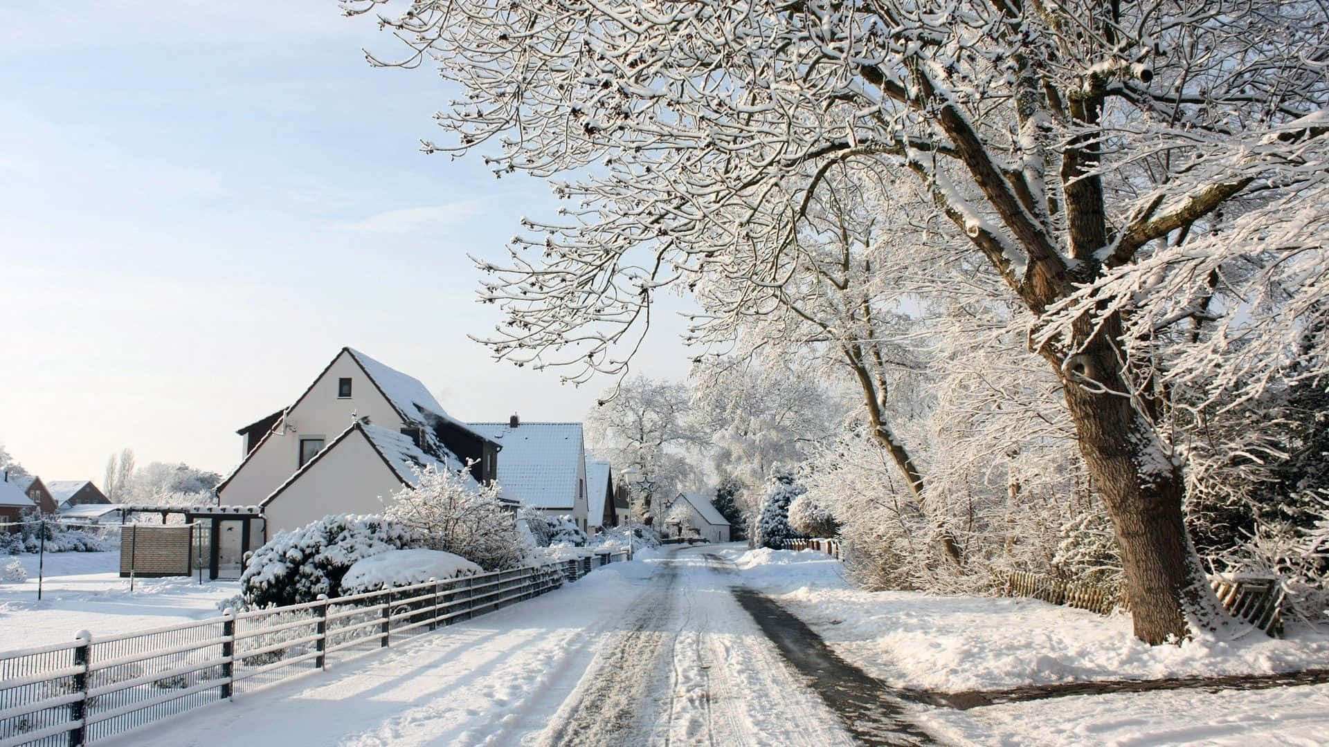 Snowy Village in Winter Wonderland Wallpaper