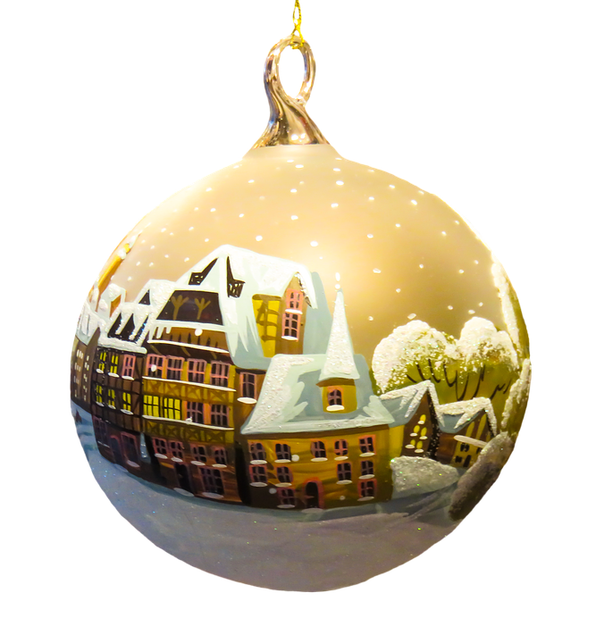 Snowy Village Christmas Ornament PNG