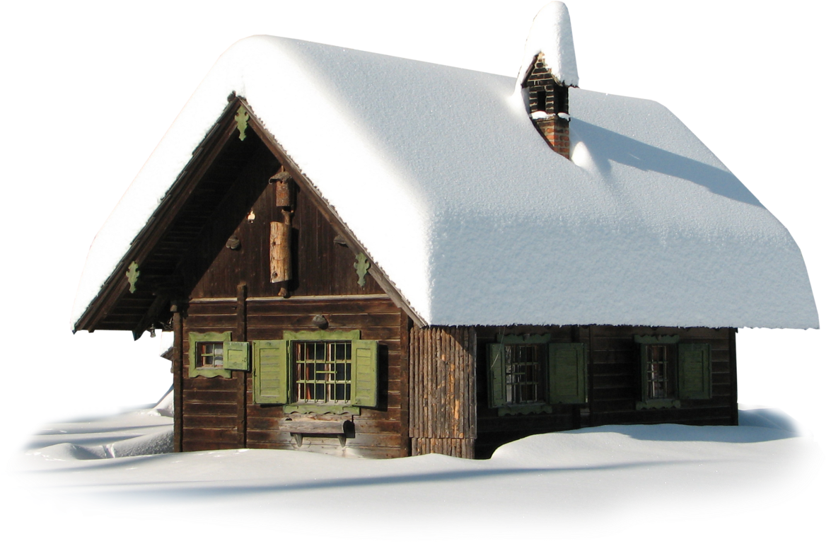 Snowy Wooden Cabin Winter Scene PNG