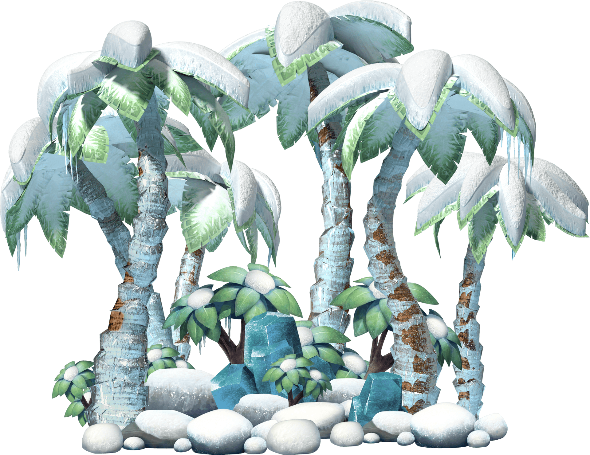 Snowy_ Tropical_ Palms_ Donkey_ Kong PNG