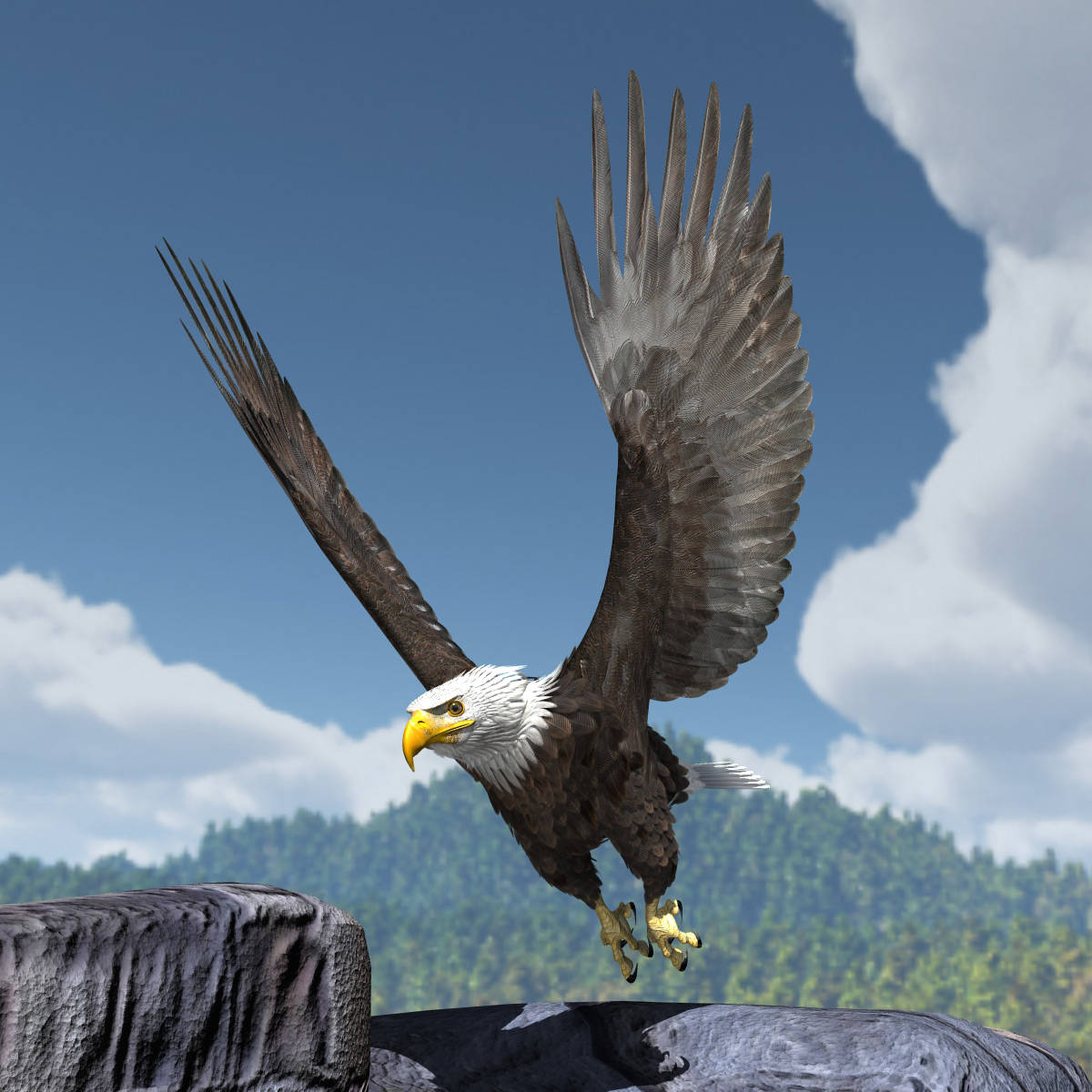 Soaring Aguila Wings Above Mountains Wallpaper