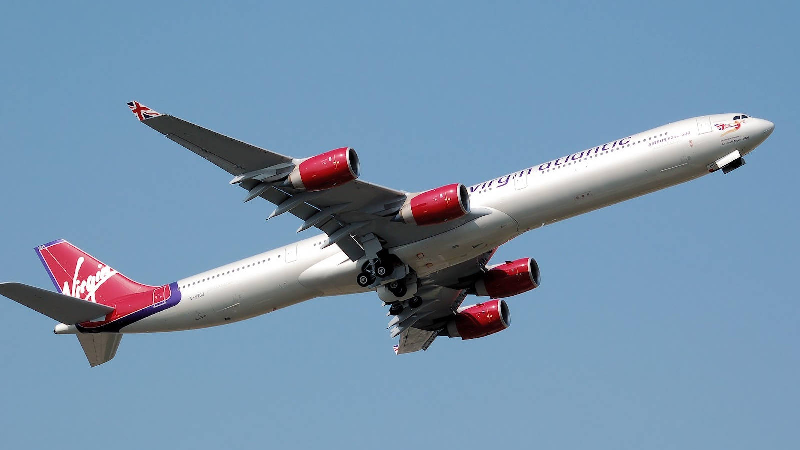 Aviónen Ascenso De La Aviación De Virgin Atlantic. Fondo de pantalla