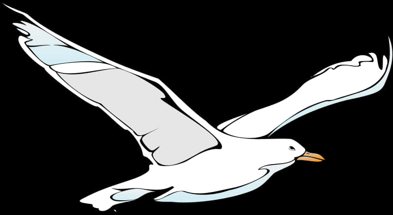 Soaring Seagull Vector Illustration PNG