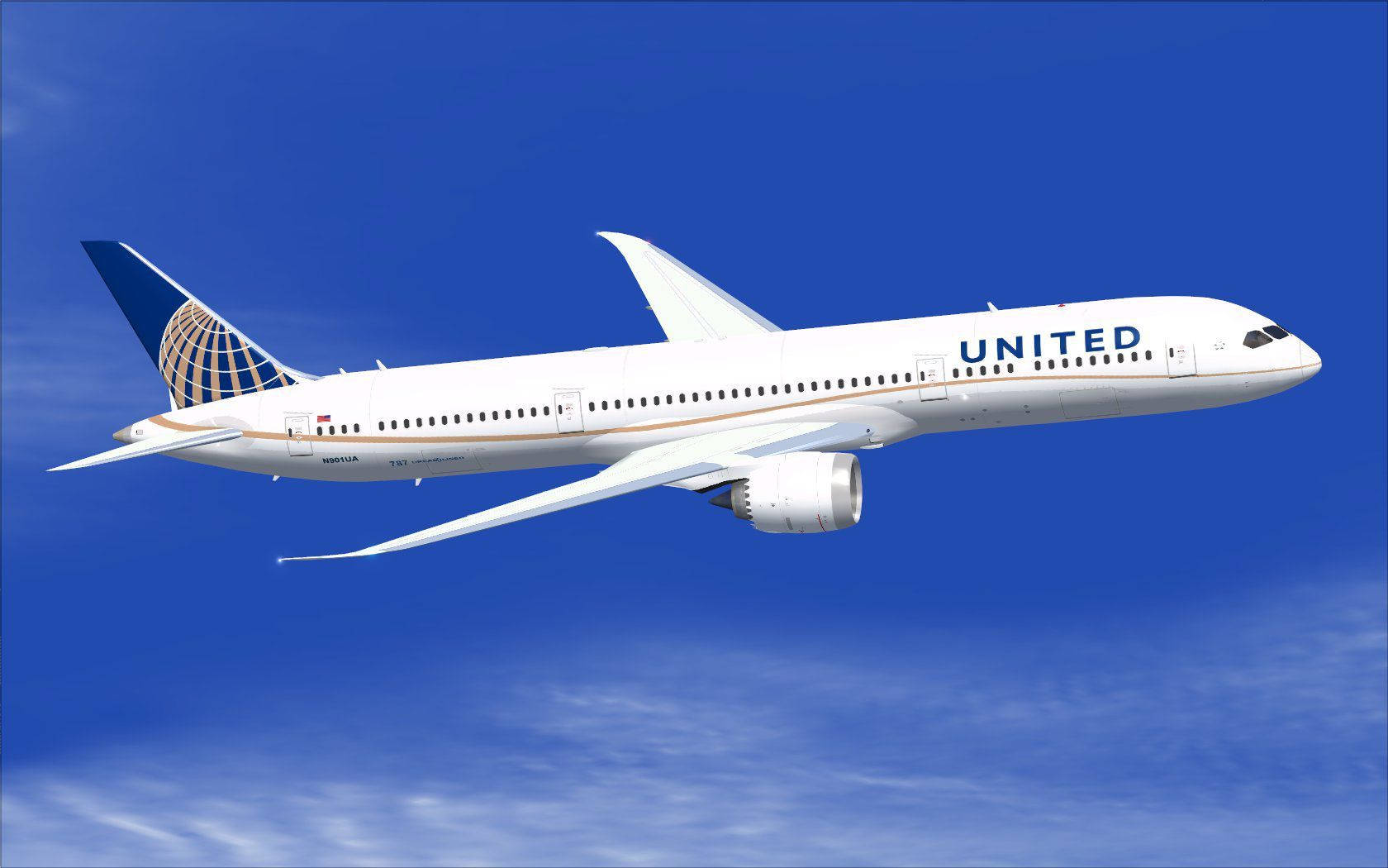 Aviónde United Airlines Surcando Los Cielos. Fondo de pantalla