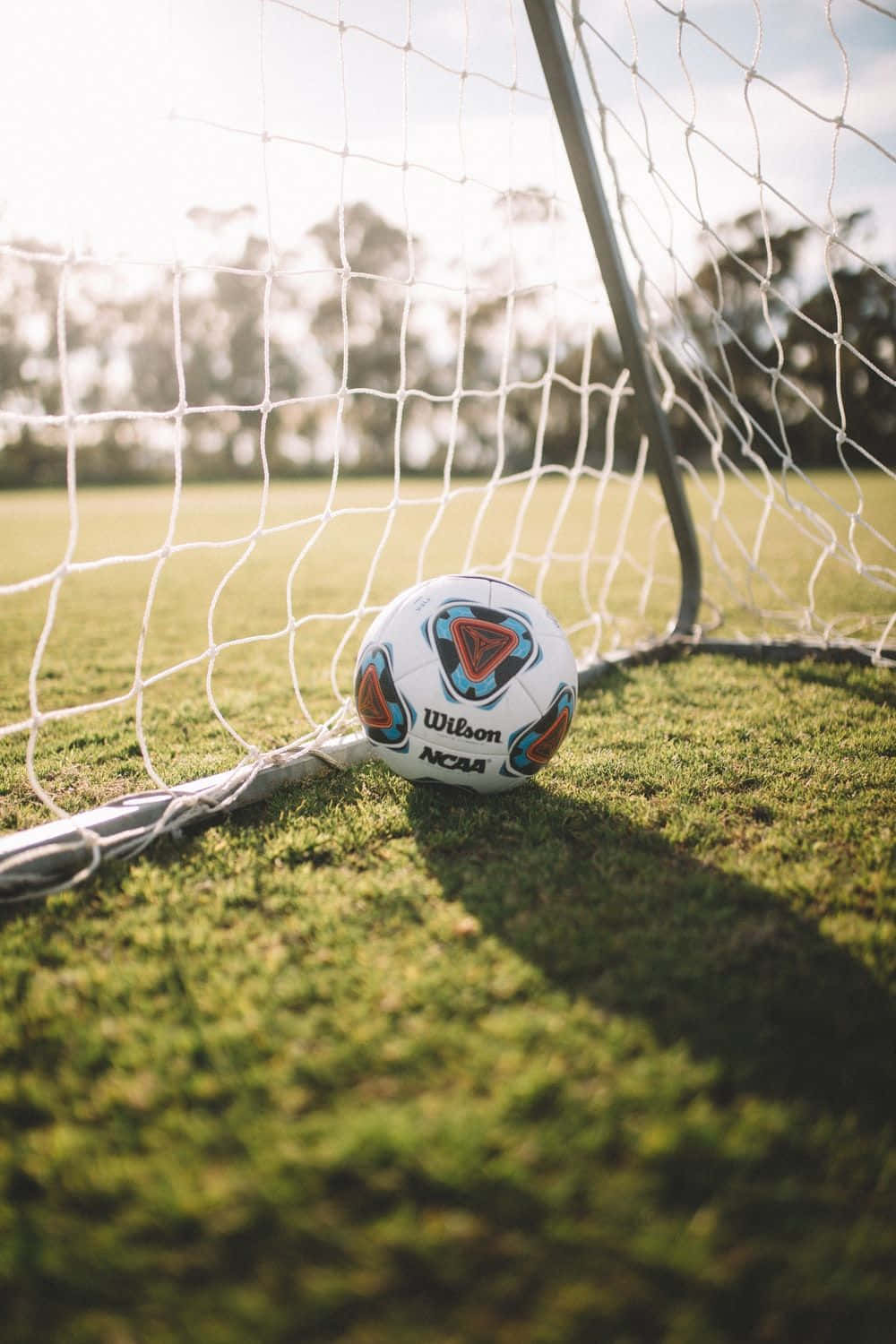 Soccer Aesthetic Ball Near Goal Wallpaper