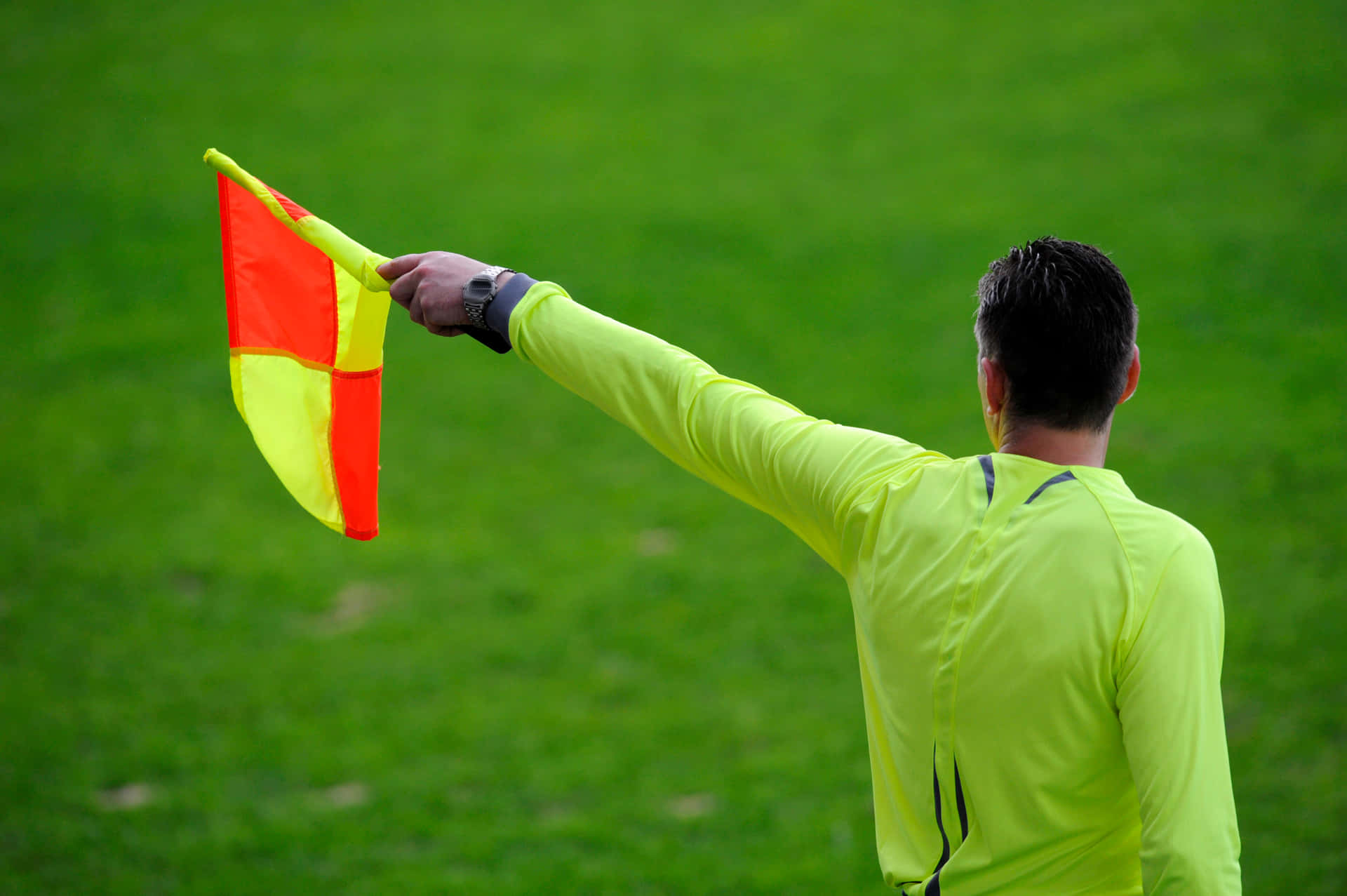 Voetbal Assistent Scheidsrechter Vlag Heffen Achtergrond