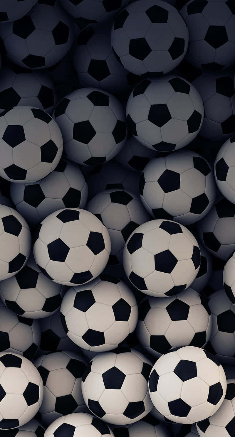 Soccer Balls Background Shadowy Pile