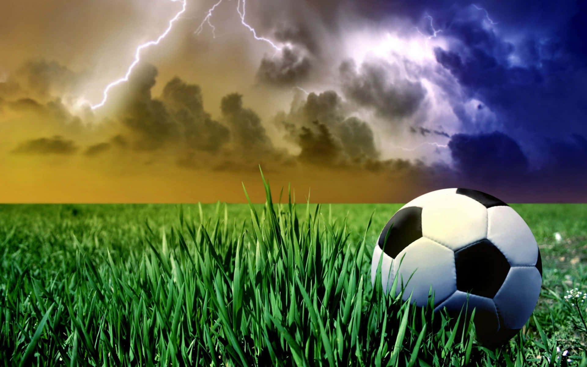 Soccer Ball Background Lightning Sky
