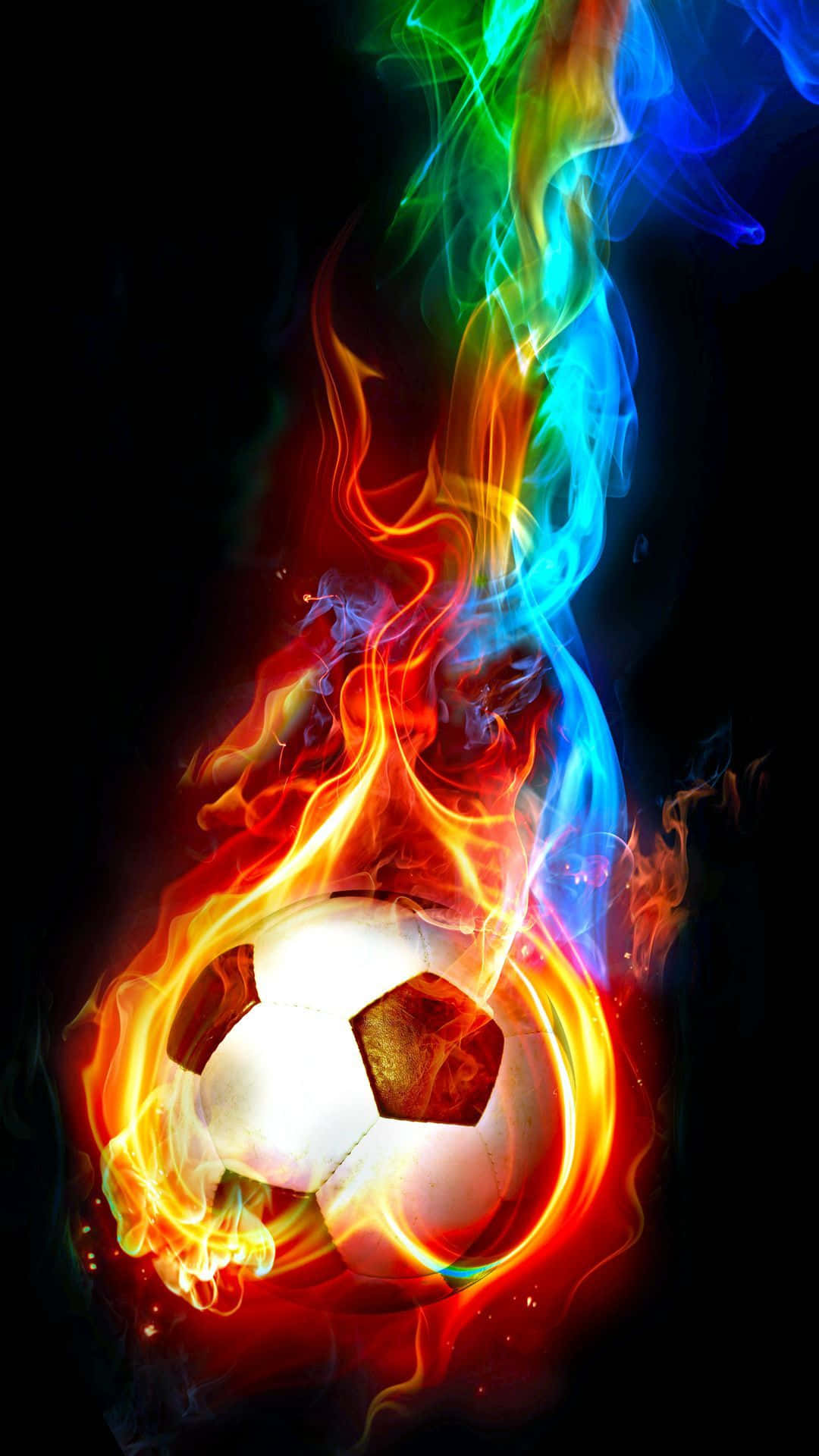 Soccer Ball Background Flames Color