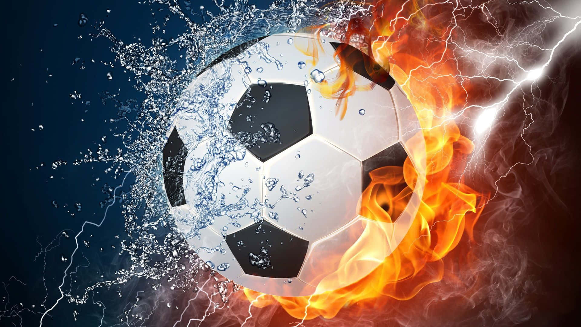 Soccer Ball Background Water Flames