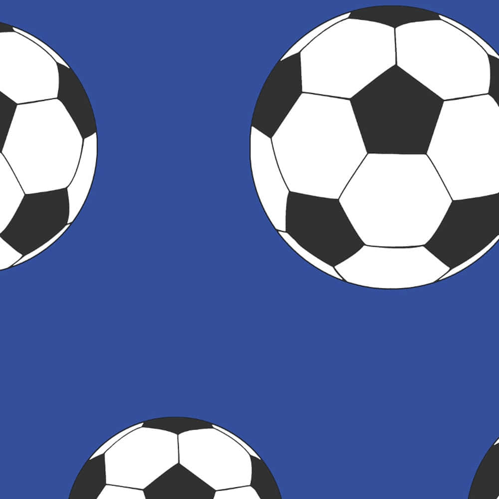 Sfondocon Palloni Da Calcio Di Colore Blu.
