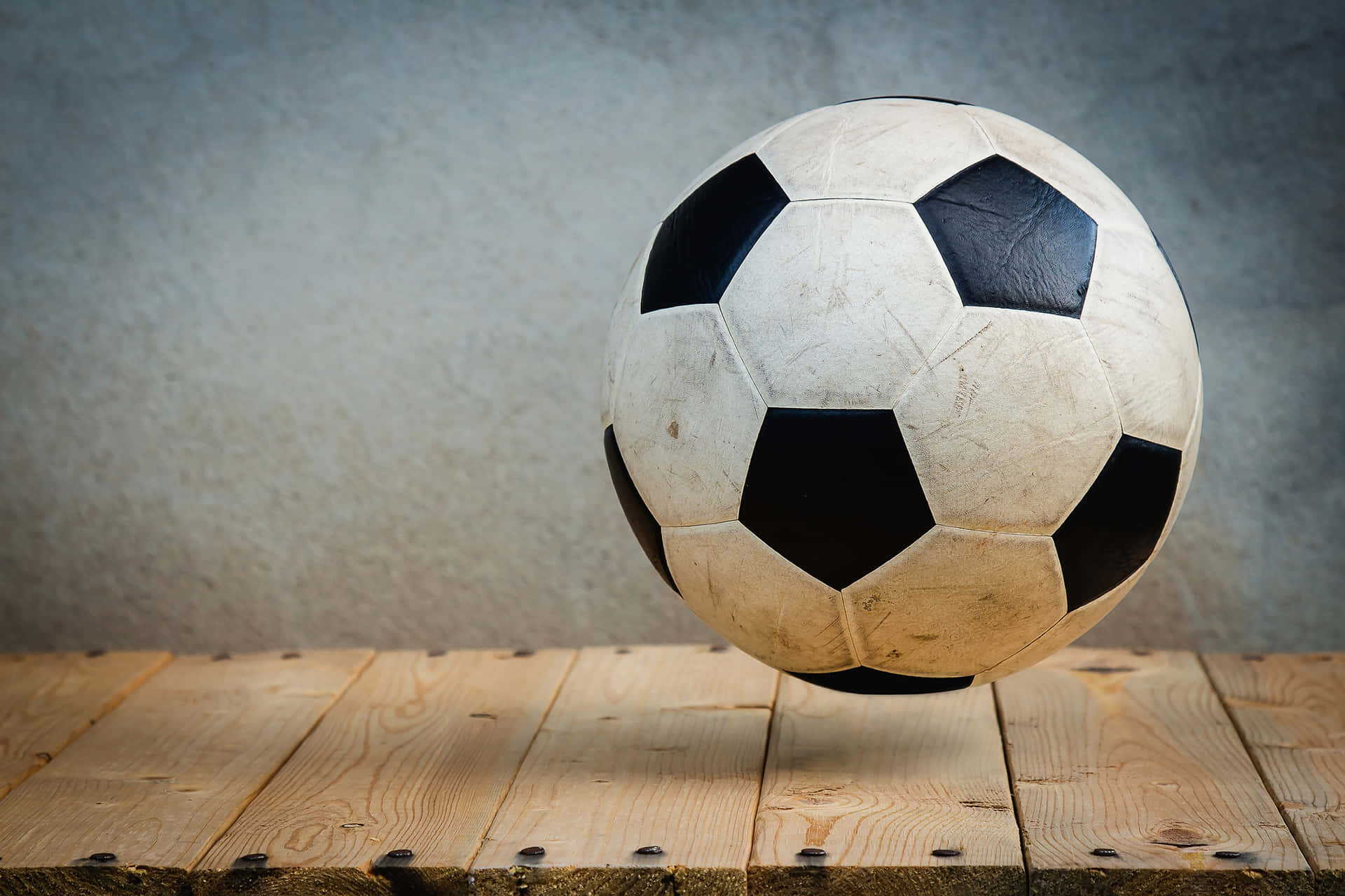 Soccer Ball Background Wooden Surface
