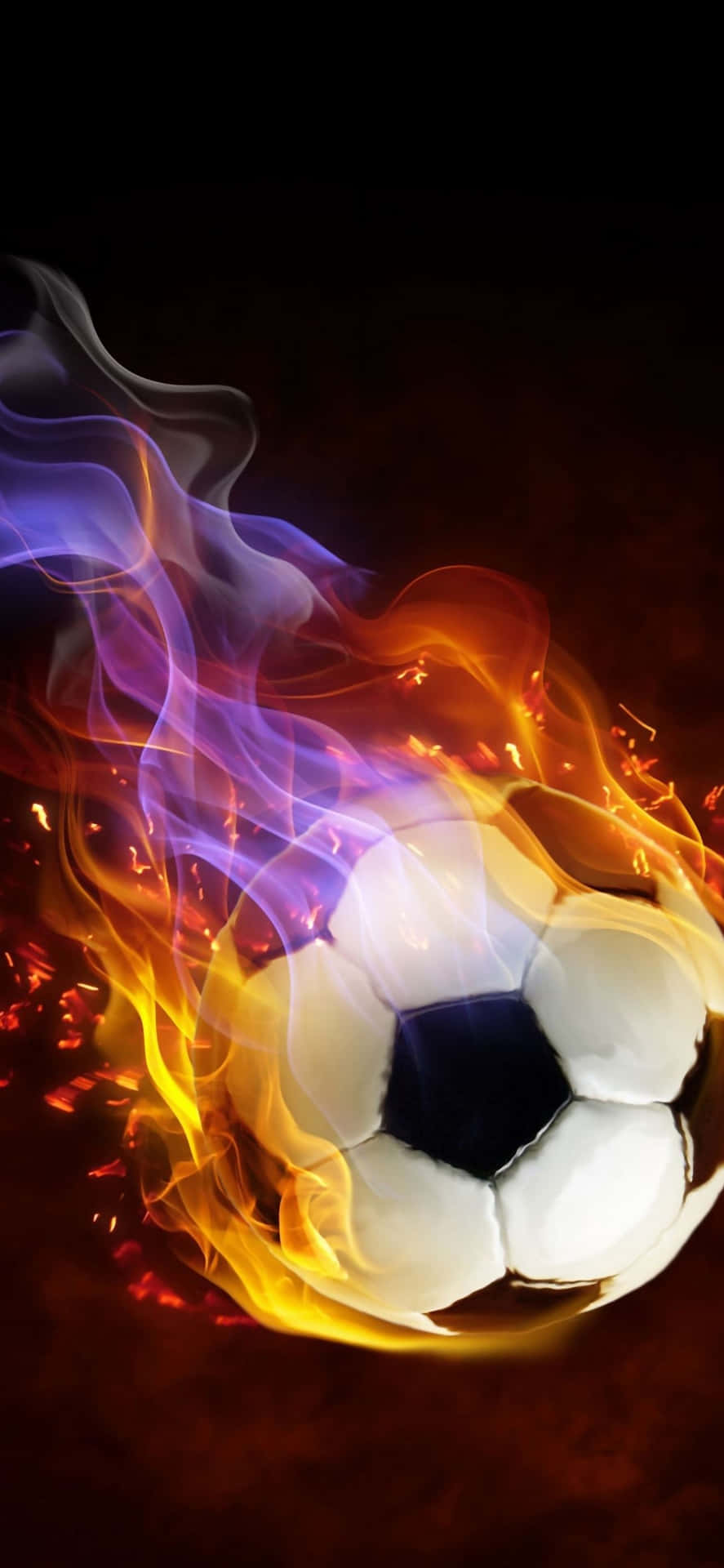 Soccer Ball Background Purple Orange Flames