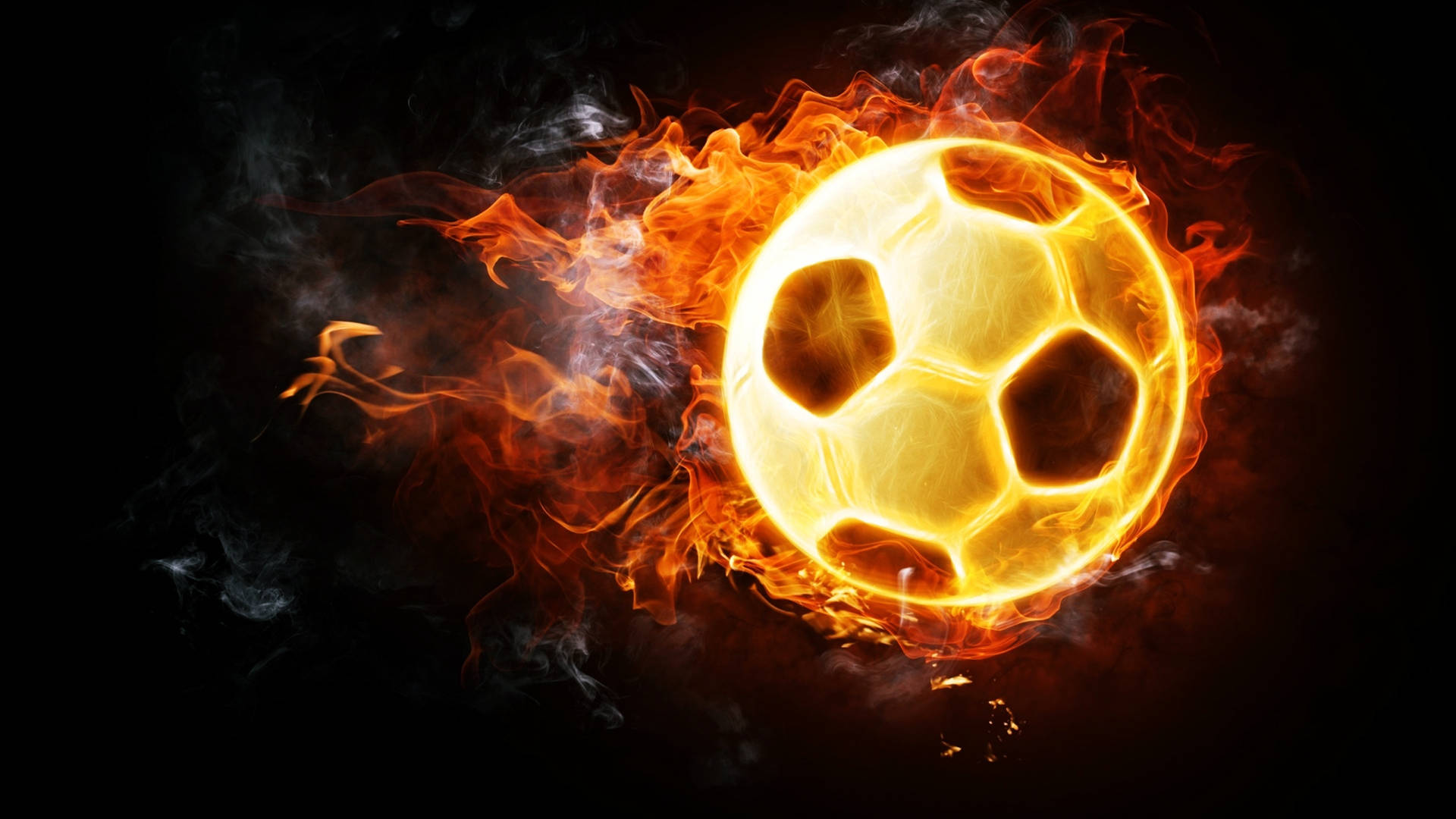 Energized Soccer Ball Engulfed in Flames Wallpaper