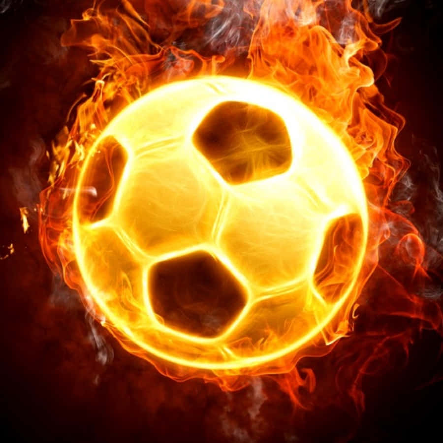 A Soccer Ball In Flames On A Black Background