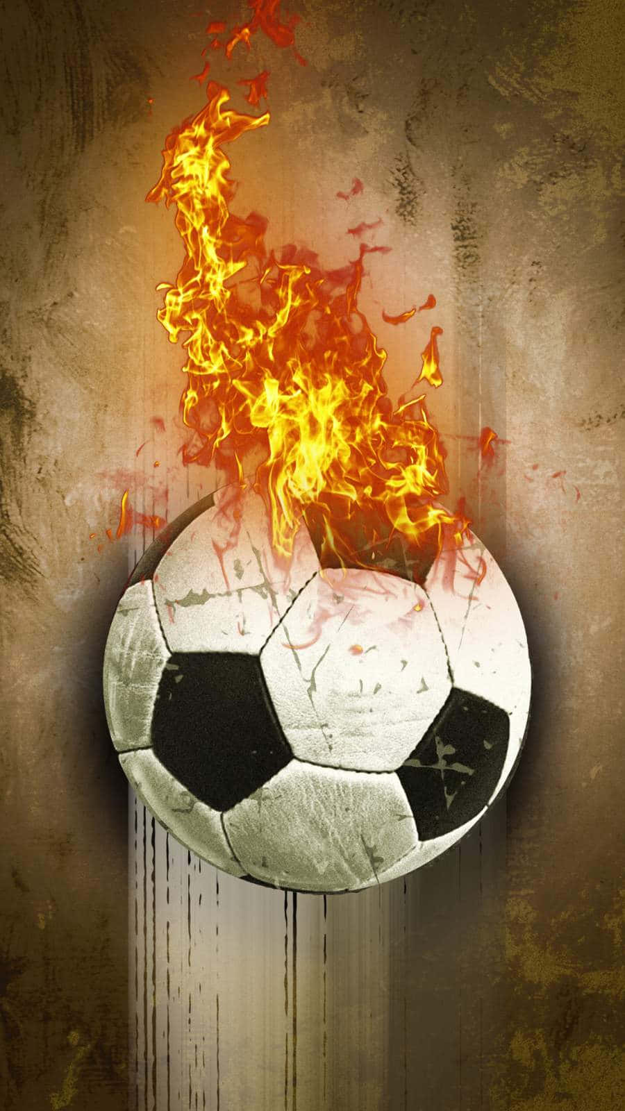 En fodbold er i brand med en flamme på det.