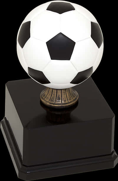 Soccer Ball Trophyon Black Pedestal PNG